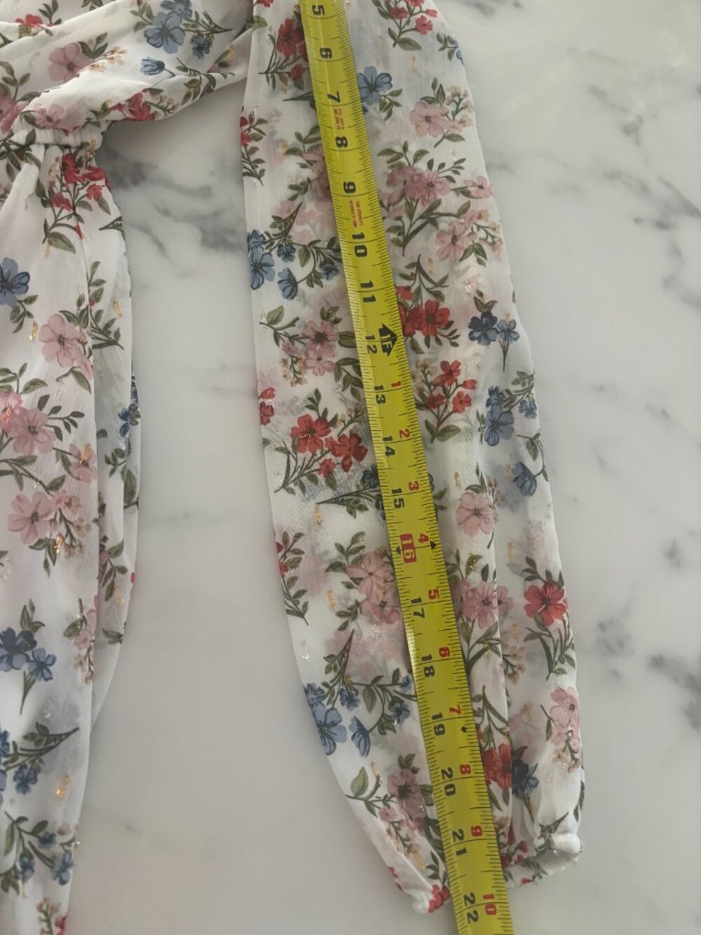 Blue Rain Floral Metallic Shimmer Chiffon Dress Size XXS White Pink Gold - Picture 2 of 7